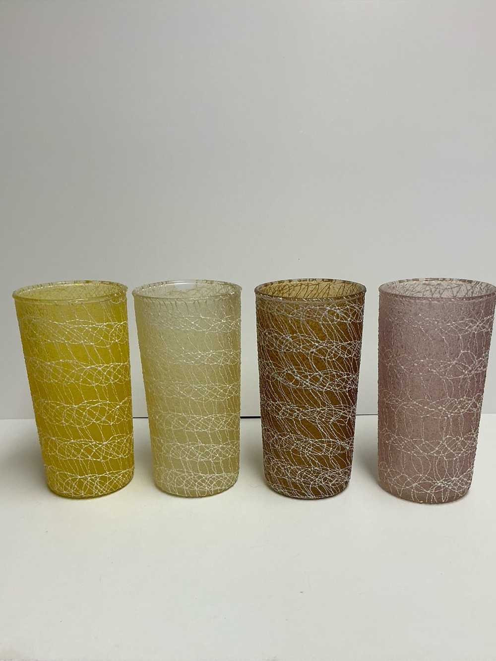 Vintage MCM Spaghetti String Beverage Glasses Set of 4